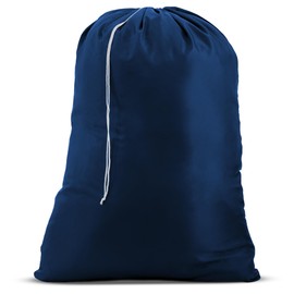 Nylon Laundry Bag - Locking Drawstring Closure and Machine Washable. These Bags will Fit a Laundry Basket or Hamper and Strong Enough to Carry up to Three Loads of Clothes. (Navy Blue)