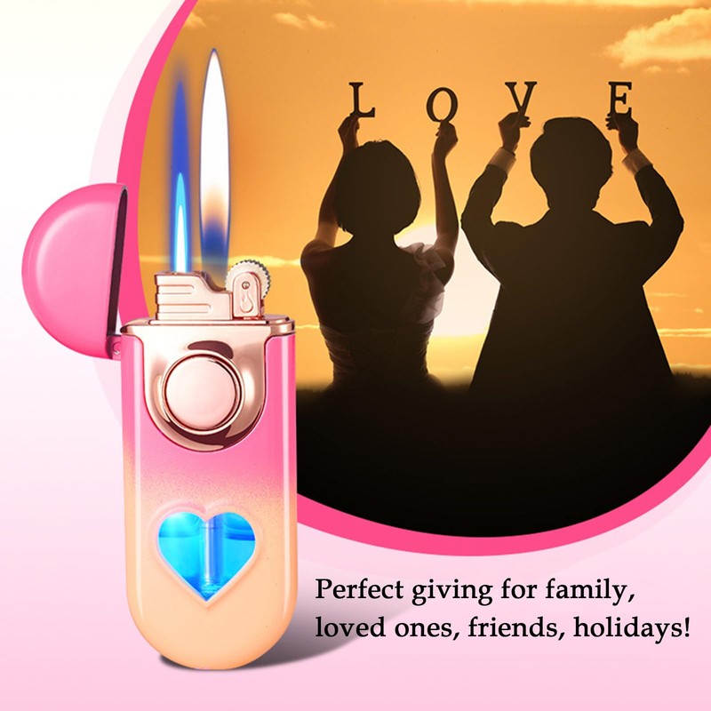 Torch Lighter, Dual Flame Butane Lighter Refillable, Windproof Adjustable Jet