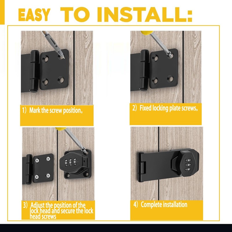VIDYSUFYR Password Rotary Hasp Locks, 2 Pack Door Security Slide