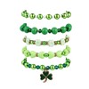 tenghong2021 Boho Green Clover Pendant Lucky Bracelet Set for Women