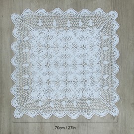 kilofly Handmade Crochet Cotton Lace Table Placemats Sofa Doilies, Square, White, 27 inch