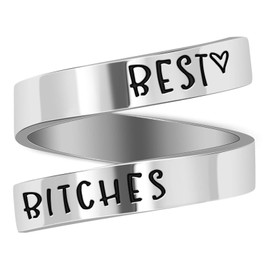 LucBuy Stainless Steel Keep Going Engraved Inspirational Gifts Adjustable Rings Jewelry for Women