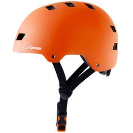 Bike Skateboard Helmet, Adjustable and Multi-Sport for Skate Scooter, 3 Sizes for Adult Youth Kids Toddler (Orange)