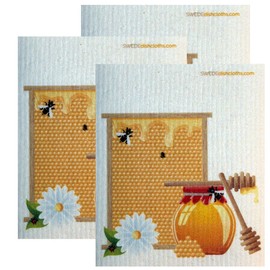 SWEDEdishcloths Honeycomb Set of 3 Each Swedish Dishcloths | ECO Friendly Absorbent Cleaning Cloth | Reusable Cleaning Wipes | Swedish Dish Cloths