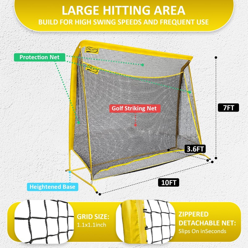 Golf Hitting Net with Extra Striking Net, 10x7ft Heavy Duty