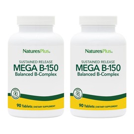 Natures Plus Mega B-150 (90 Tablets, Pack of 2) - Balanced B-Complex - Sustained Release Formula - Vegetarian, Gluten Free - 180 Total Servings