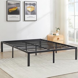 VECELO Queen Platform Bed Frame,Heavy Duty Sturdy Steel Slats Support/Matress Foudation/No Box Spring Needed,Modern