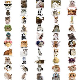 100 PCS Stickers for Cute Cat Meme,Cat Sticker Pack Vinyl Skateboard Guitar Door Laptop Luggage Car Bike Water Bottle Birthday Party Supplies Teens Boys and Girls Stickers