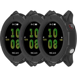 3Pack Silicone Cases Compatible with Garmin Forerunner 955/955 Solar Watch Case Cover Protector Protective Case for Forerunner 955 Solar (Black+Black+Black)