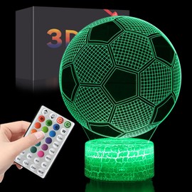 3D Hover Soccer Ball, Glow Soccer Party Decorations, Light Up football Sports Decor For Bedroom, 16 Colors Changing Touch/Remote Contro, Birthday Christmas Gifts For World Cup (soccer ball 3)