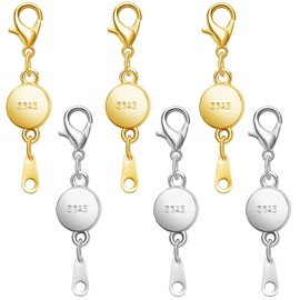 S925 Silver Magnetic Jewelry Clasps, Round Necklace Clasps and Closures, Gold Silver Magnetic Clasp Converter for Jewelry Making Supplies (3golden+3silvery)