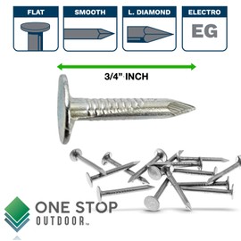 (500-Pack) 3/4-Inch Galvanized Roofing Nails Professional Grade - .75 Inch Used to fasten roofing felt, asphalt singles & insulation board (500)