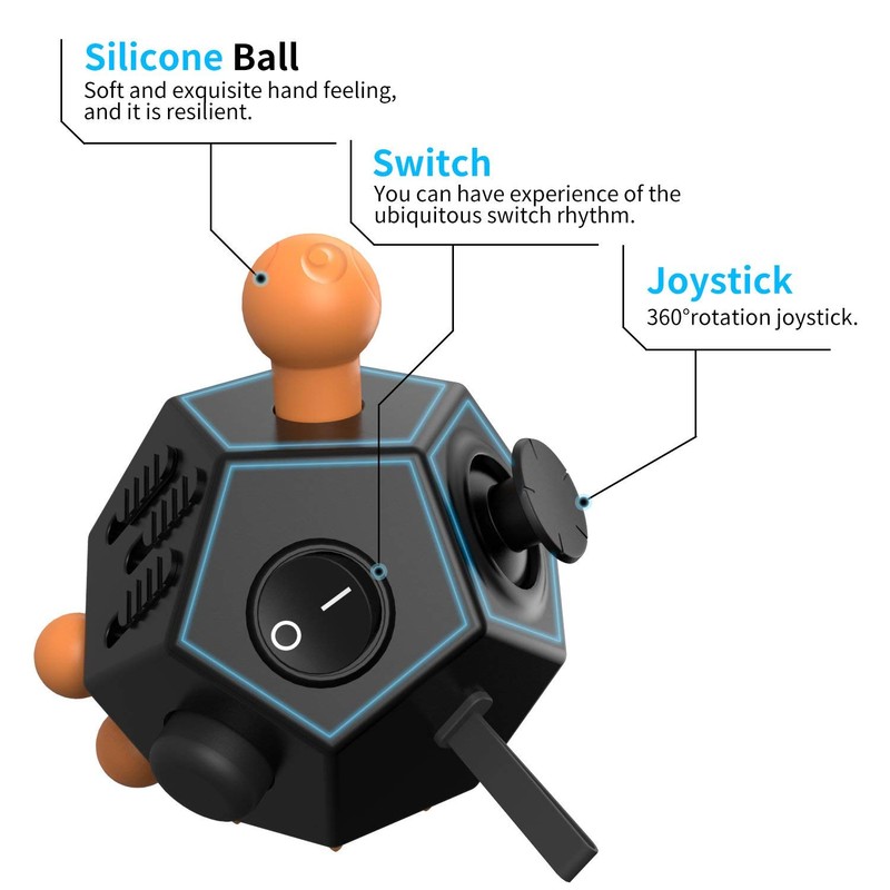 ATIC 12 Sided Fidget Cube, Fidget Twiddle Cube Dodecagon Stress