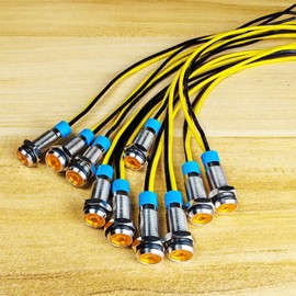 KILIGEN 10pcs 6mm 110V-220VAC LED Waterproof Indicator Light Pilot Light Signal Indicator (Yellow)