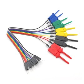 TVETE Tester Lead, Mini Grabber Testing IC Clip, 5 Colors, 10 Pieces, 7.9 inches (20 cm), Female, Copper Wire, Flat, Convenient, Electronic Testing, Test Lead, Wire Included, Test Hook, Colorful, For