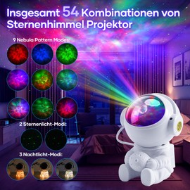 Fokky Fokky Sternenhimmel Projektor Astronaut Projektor, LED Nachtlicht Kinder 9 Nebelmodi 2 Sternenmodi Fernbedienung einstellbare, Astronaut sternenhimmel projektor mit Timer fr Kinder Erwachsene