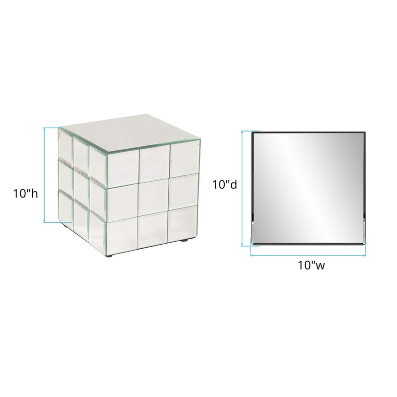 Howard Elliott Mirrored Puzzle Cube Pedestal Accent Table, Beautiful Modern