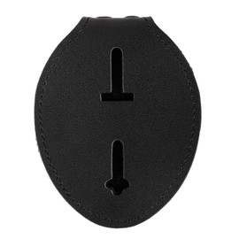 RYNO GEAR Security Badge, Enameled & Plated, Pin Catch Design, 3-1/8", Nickel-Brass Shield Badge and Badge Holder (LEATHER-02, Black)