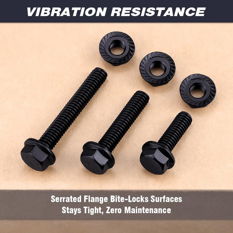 20-Sets 1/4-20 x 1/2" Hex Flange Bolts and Nuts Black,