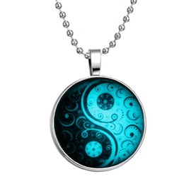 Feilok Classic Yin Yang Pattern Luminous Pendant Necklace, Blue Emitting Color