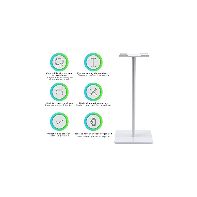 Lenfech boldR Soporte Blanco con Plateado para Audífonos/Base Universal de