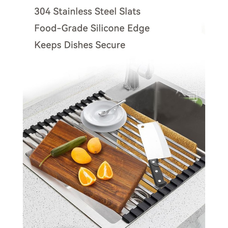 Hemompito 17.72" Dish Drying Rack Over The Sink, 304 Stainless