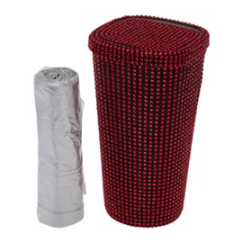 TUCKBOLD Auto Car Trash Can Durable Front Seats Trash Bin Red 1 Pc 3.5" Length 3.5" Width 6.7" Height ABS Rhinestone