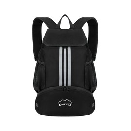 ONTYZZ Waterproof Drawstring Backpack Sports Backpack with Shoe Compartment Multifunctional Daypack for Gym Yoga Swimming Beach Dance Basketball Volleyball Football Bag, Black basic