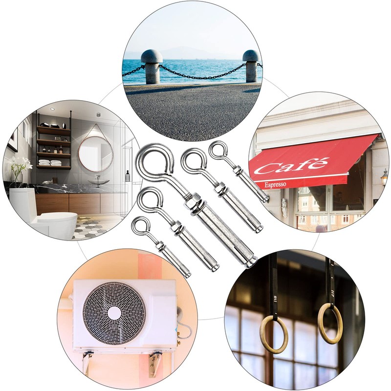 Shoulder Eye Bolts M6 Heavy Duty Shoulder Lag Eyebolts, Stainless