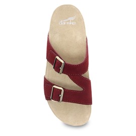 Dansko Dayna Double Buckle, Slip-On Sandal for Women - Cushioned Cork Midsole for Comfort and Shock Absorption - Vibram ECOSTEP EVO Rubber Outsole for Long-Lasting Wear Cinnabar 7.5-8 M US