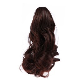 WOONEKY Wavy Ponytail Extension Clip in Synthetic Hairpiece Natural Look Easy Inch Short Curly Hair Clip Wig