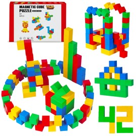 Tigerdoe 42 Pcs Educational Magnetic Cubes for Kids | Sensory Montessori Toys for Boys & Girls | Preschool Educational Magnetic Block Set