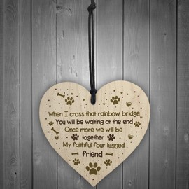 RED OCEAN Handmade Pet Memorial Plaque For Cat Or Dog Wooden Heart Memorial Bauble Animal Sign