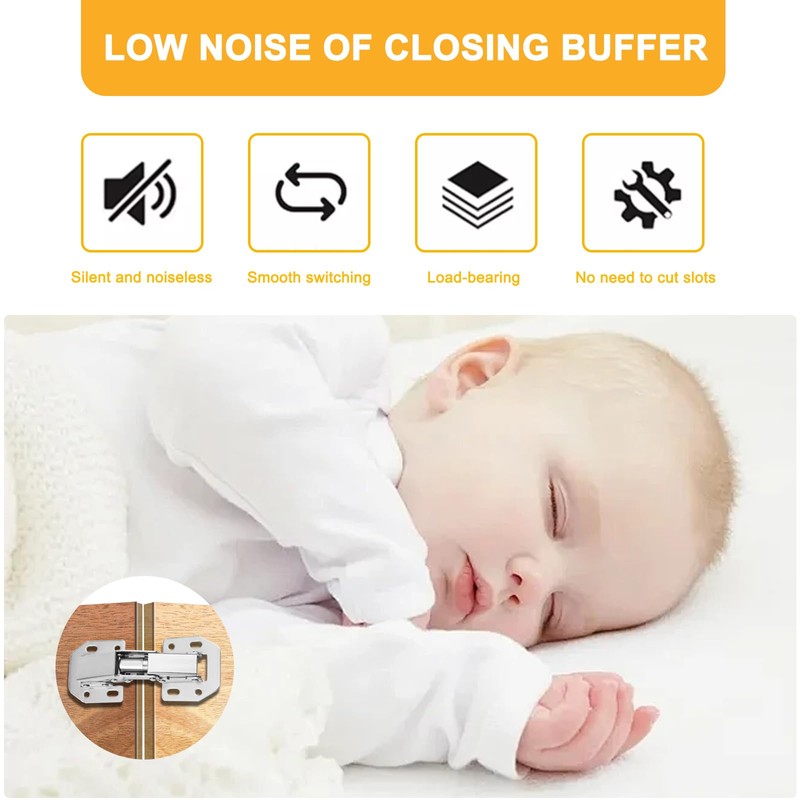 Cabinet Hinges with Screws, 14PCS Concealed Cupboard Door Hinges, 90