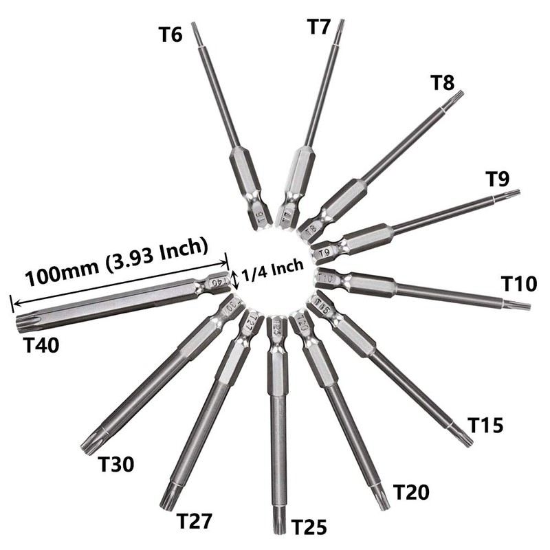 Saipor 11 Piece T6-T40 Torx Bits Screwdriver Set Magnetic Torx