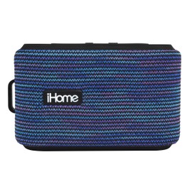 IHOME Slip and Water Resistant Fabric Rechargeable Bluetooth Speaker with Speakerphone (Purple/White), iBT370UW
