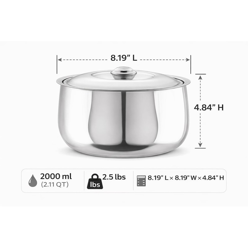 Stainless Steel Casserole and HotPot Set - Double-Walled, Insulated Casserole