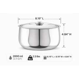 Stainless Steel Casserole and HotPot Set - Double-Walled, Insulated Casserole Hot case(2000 ml/2.11 QT),Casserole dish, Casserole dish with Lid, Insulated Casserole