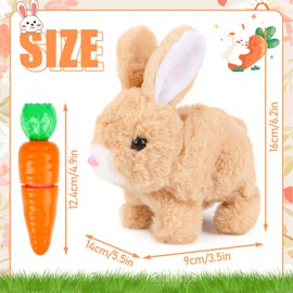 Byffoer Bunny Interactive Toy, Easter Bunny Toy, Pet Plush Rabbit with Carrots, Easter Toy, Walking and Sounding Wiggle Ears and Move Nose, Great Gift for Children