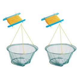 Pack of 2 Crab Line Nets – Handheld Crabbing Nets with 50cm Mesh & Metal Rings – Outdoor Catching Kit for Kids & Adults – Catch Crabs Shrimps Small Fish – Family Beach Fun