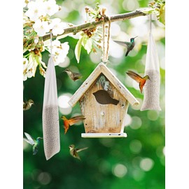6 Pcs Finch Sock Feeder for Outdoor - Durable Thistle Seed Feeder Sacks with Food Grade Funnels, Bird Food Supply Tools for Garden Yard Wild Finch Feeding (3.9" x 15.7", White)