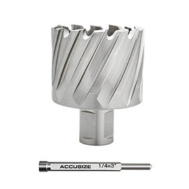 Accusize Industrial Tools H.S.S. Annular Cutter 1-3/4 Inch x 1 Inch Cutting Depth in Strong Box with 1 Pc Pilot Pin 1/4 Inch x 3 Inch, 2080-2033Pin