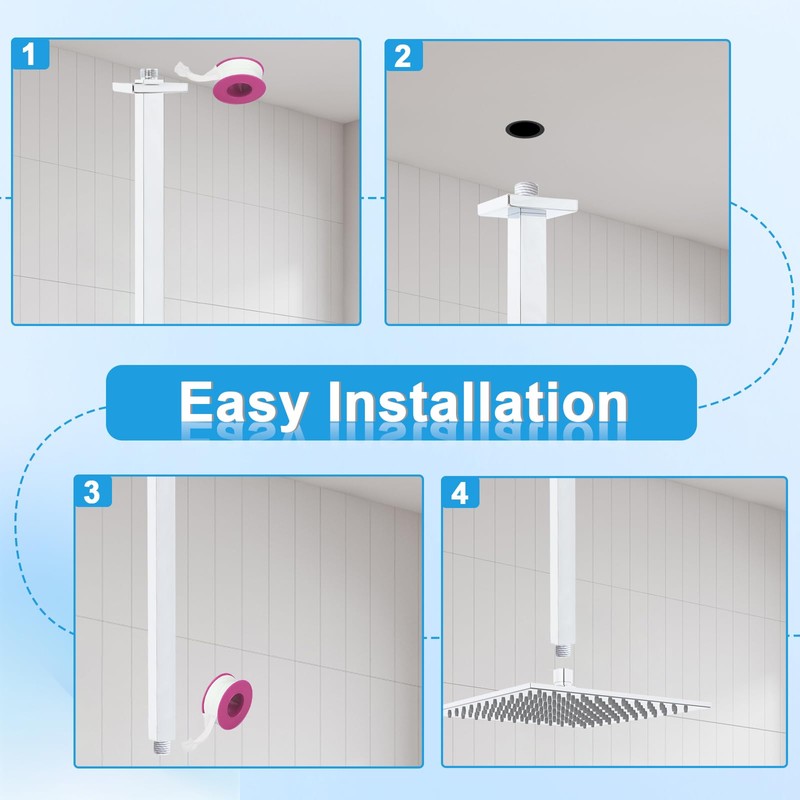 Drettyer Ceiling Mount Shower Arm with Flange 20 Inches Square