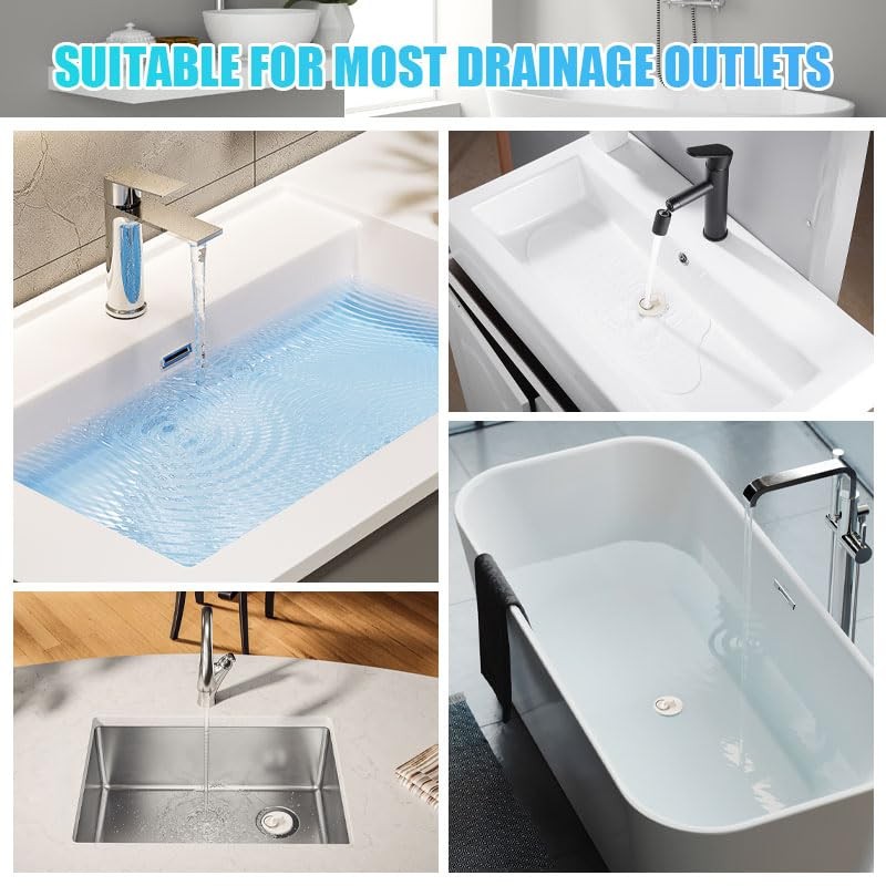 White Rubber Sink Plugs with Hanging Ring - 4PCS, Adjustable