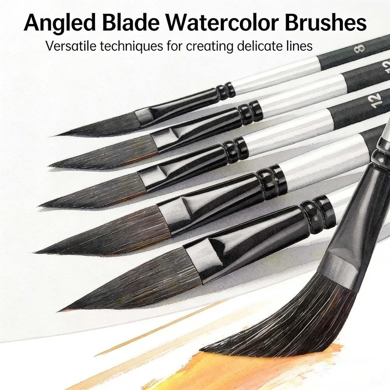 BRIOTA 4PCS Dagger Paint Brush Set, Long Liner for Watercolour