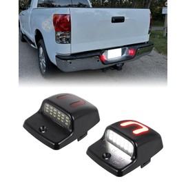 LED License Plate Lights for Toyota Tacoma 2005-2015, for Tundra 2000-2013, Clear Lens Pickup Truck Rear Bumper Number Plates Light LED White & Red U Shape Tag Lamp Assembly, Pack of 2