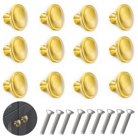 THSIREE 12PCS Cabinet Knobs, Premium Door Drawer Knobs Dresser Pull Knobs, Round Cupboard Handles Drawer Handles with Screws, for Kitchen Bedroom Furniture (Gold)