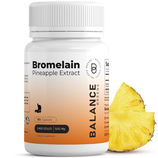 Bromelain 500mg, 180 Capsules - Pineapple Extract Digestive Enzyme -