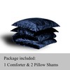 TAMGHO Navy Blue Velvet Comforter King Set 3pc, Blue Velvet