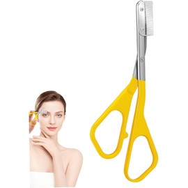 Tijeras para dar forma a las cejas, tijeras para cejas de precisión con peine, recortador de acero inoxidable para dar forma y arreglarse, herramienta para recortar el vello facial con mango